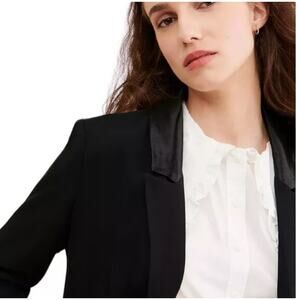 NWOT Current Air Anthropologie Sz S Black Double Breasted Blazer w/ Satin Collar